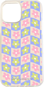 Pink & Green Checkered Flowers - iPhone 12 Pro - Clear - OMW Designs